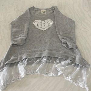 Girls grey with white embroidery long sleeve top.